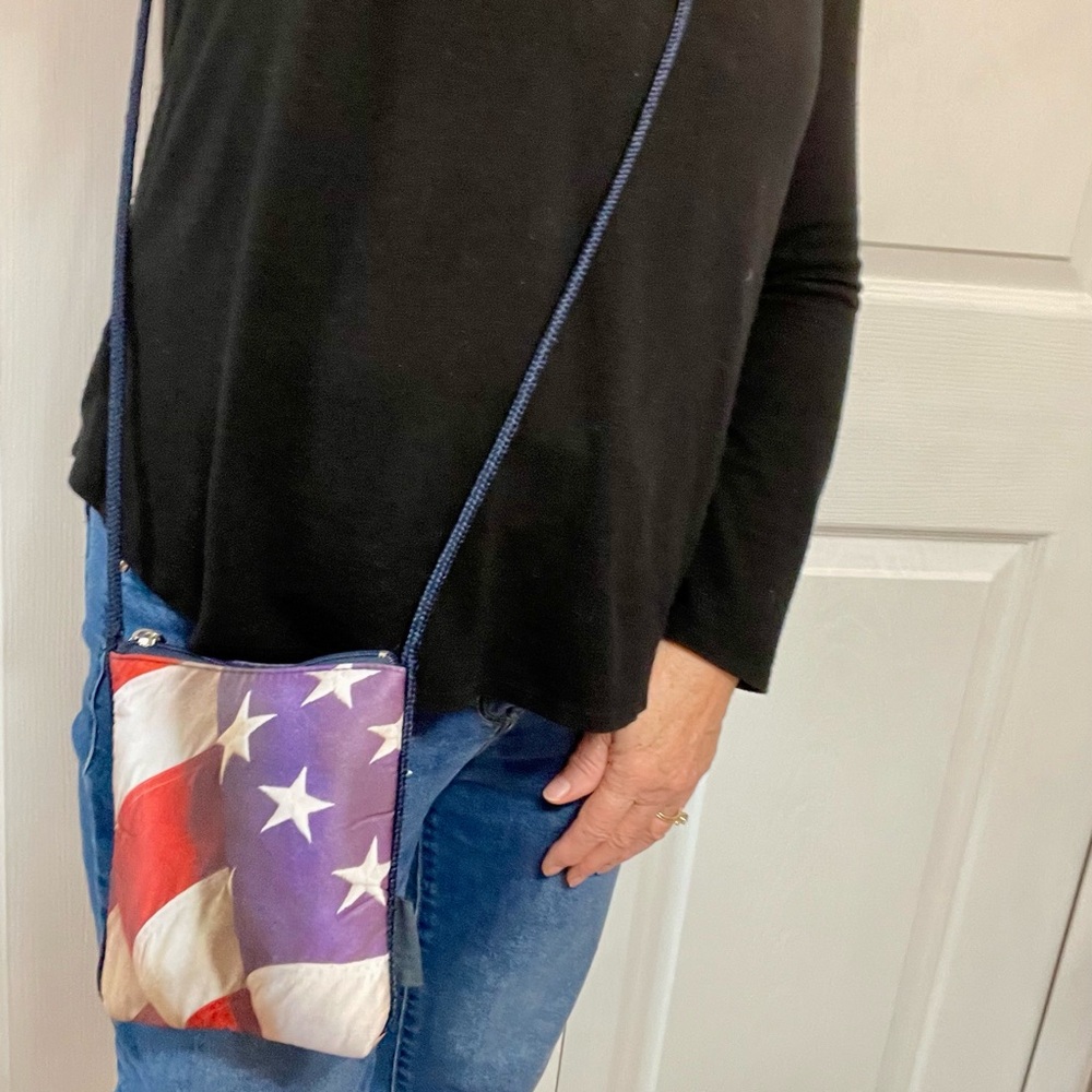 Patriotic Flag Crossbody Bag with Bold American Flag Design by Passions